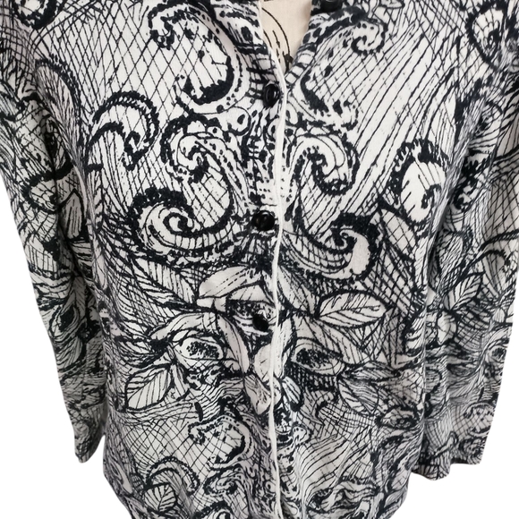 Christopher & Banks Black and White Buttoned Cardigan - Picture 2 of 7